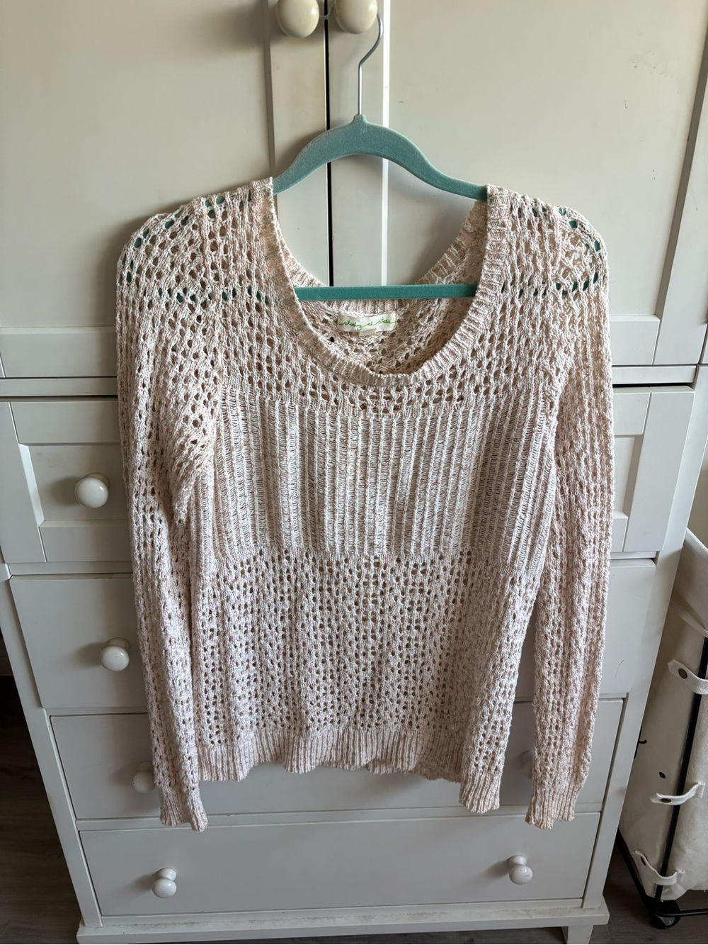 Staring at Stars Light Beige Open-Knit Scoopneck Sweater
